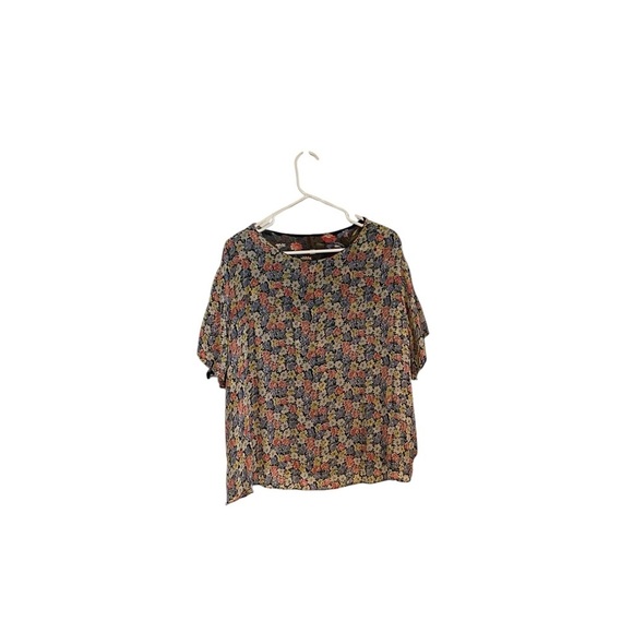 Reversable Floral Black Blouse Flowy Oversized fit  , Boho Western Cadual Chic - Picture 4 of 9